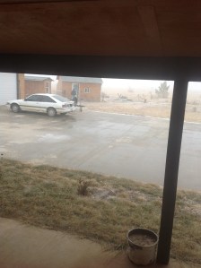 The snow comes in from out of no where...