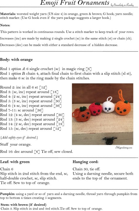 Emoji Fruit Ornaments - pattern pic